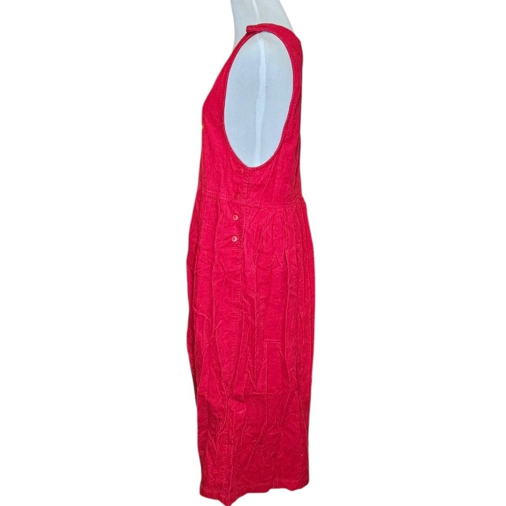 Laura Gayle Vintage Red‎ Corduroy Wreath Embroidered Jumper Dress Womens Small - Picture 4 of 8